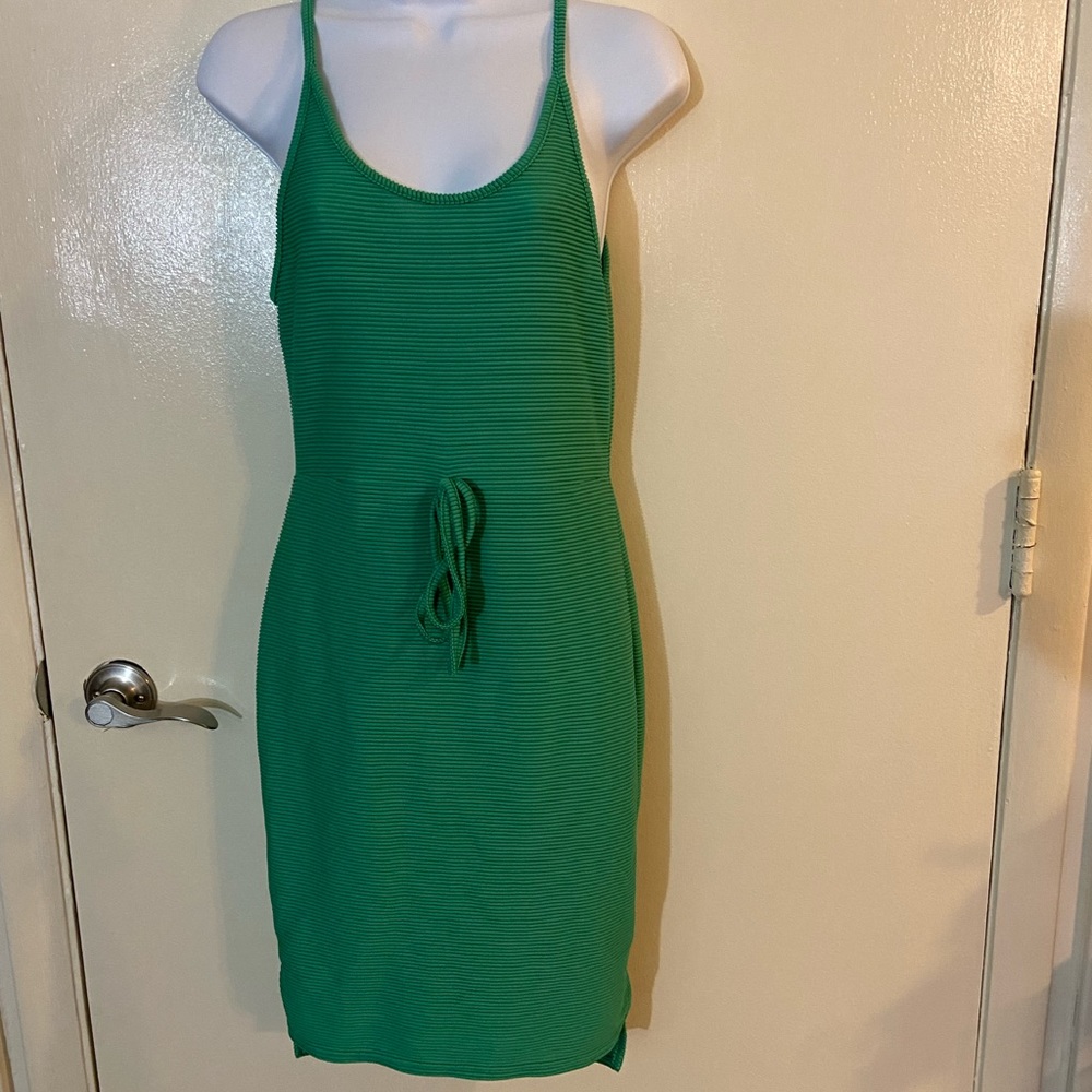 Shein Green ribbed body con dress.